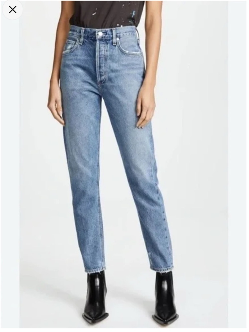 AGOLDE Feel Good Light Medium Wash Distressed Hem Straight Jeans Size 26